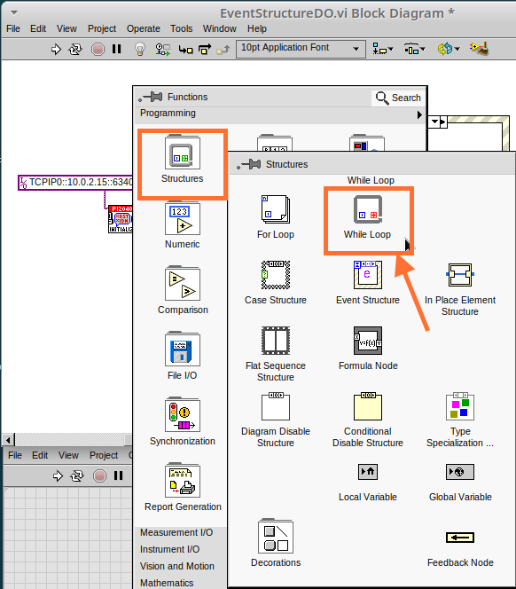 cm 067.00 RightClick FunctionsPalette Structures WhileLoop